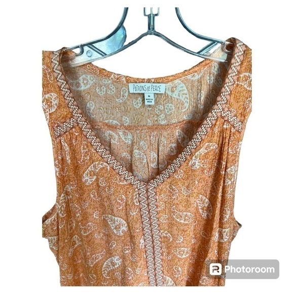 EUC Patrons of Peace boho paisley peplum tank top size M - Picture 3 of 5